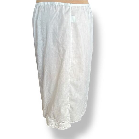Vintage White Lace Hem Half Slip Skirt Side Vent Elastic Waist Large USA Made - Picture 3 of 10
